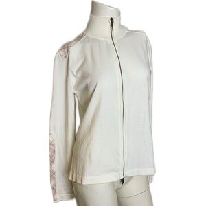 Y2K Burberry London thin knit zip-up sweater pink nova check Preppy Italy